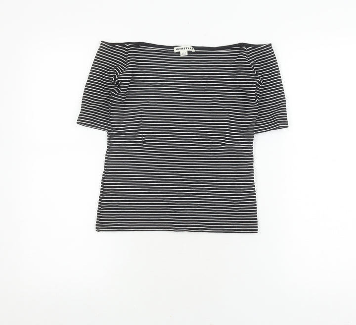 Whistles Women's Black Striped Jersey Top Size 10