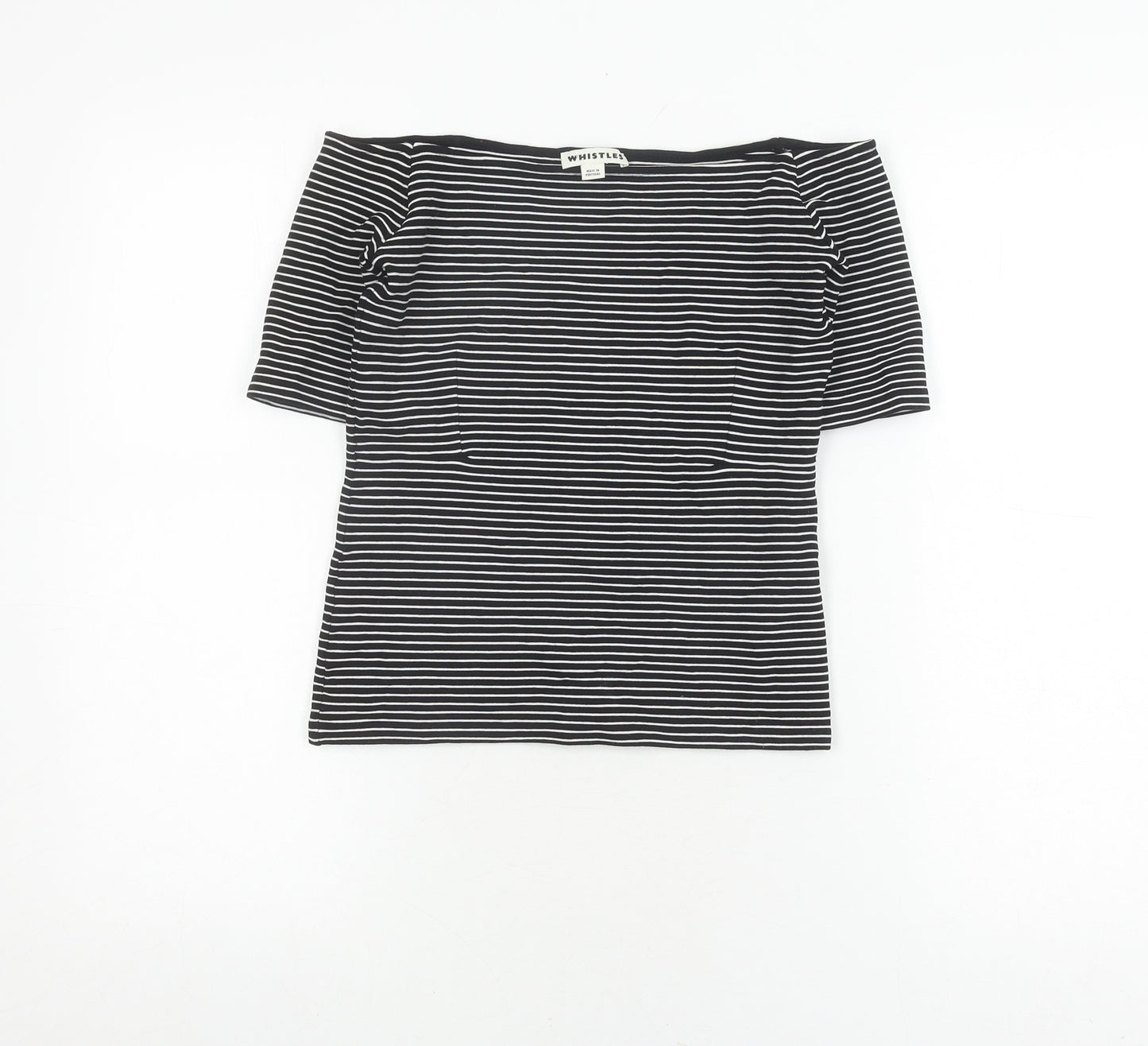 Whistles Women's Black Striped Jersey Top Size 10