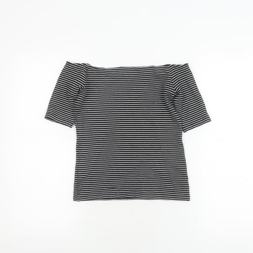 Whistles Women's Black Striped Jersey Top Size 10