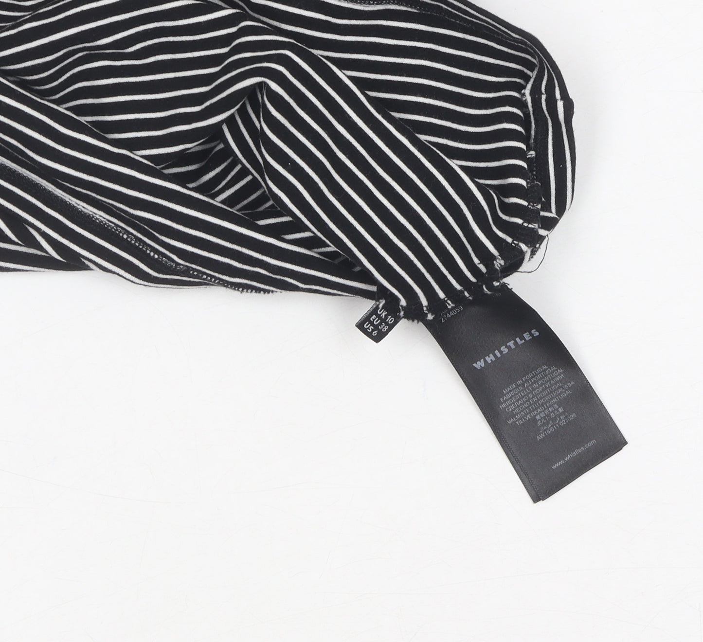 Whistles Women's Black Striped Jersey Top Size 10