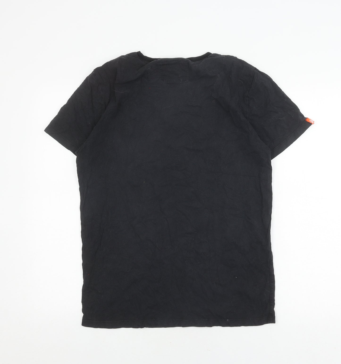 Superdry Men's Black V-Neck Cotton T-Shirt, Medium