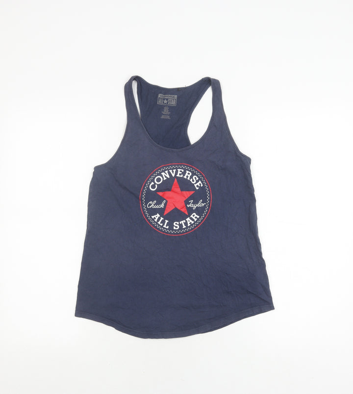 Converse Women's Blue Tank Top - Size S, Basic Style