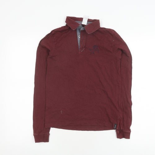 Decathlon Boys Red Polo Shirt 12 Years Long Sleeve Basic