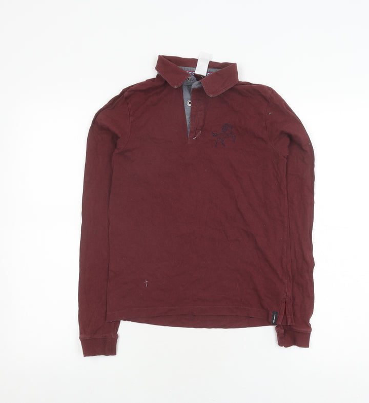 Decathlon Boys Red Polo Shirt 12 Years Long Sleeve Basic