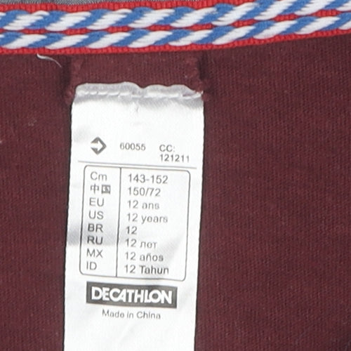 Decathlon Boys Red Polo Shirt 12 Years Long Sleeve Basic