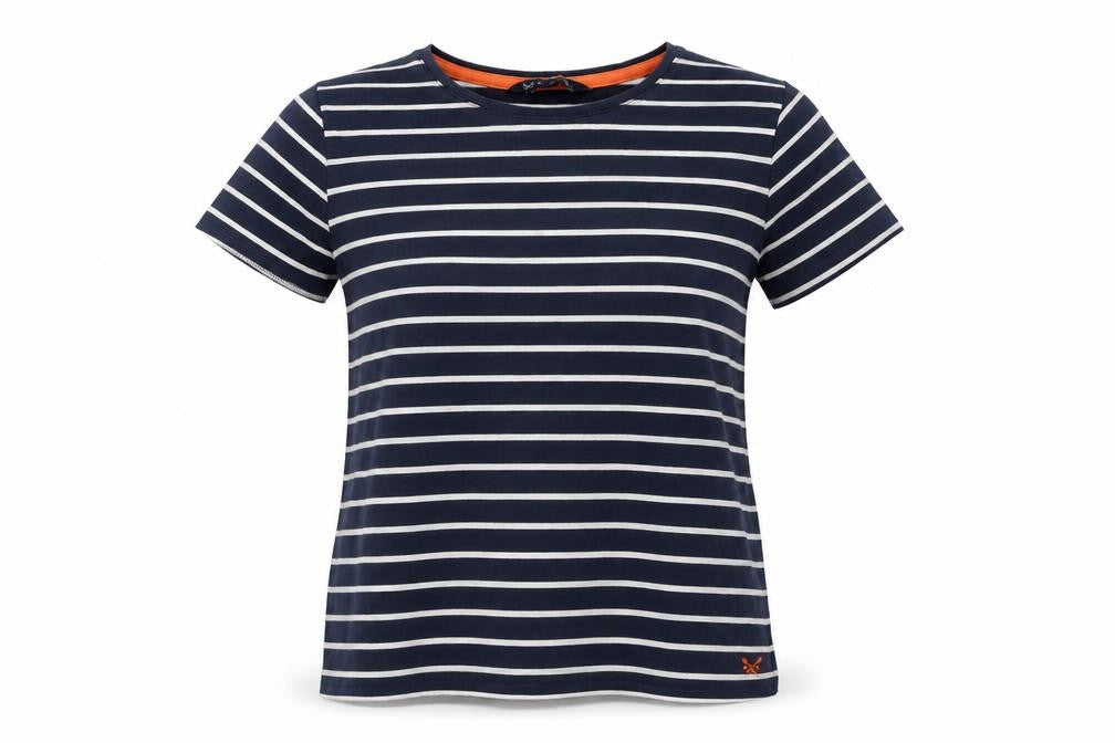 Crew Clothing Womens Blue Striped T-Shirt Size 8