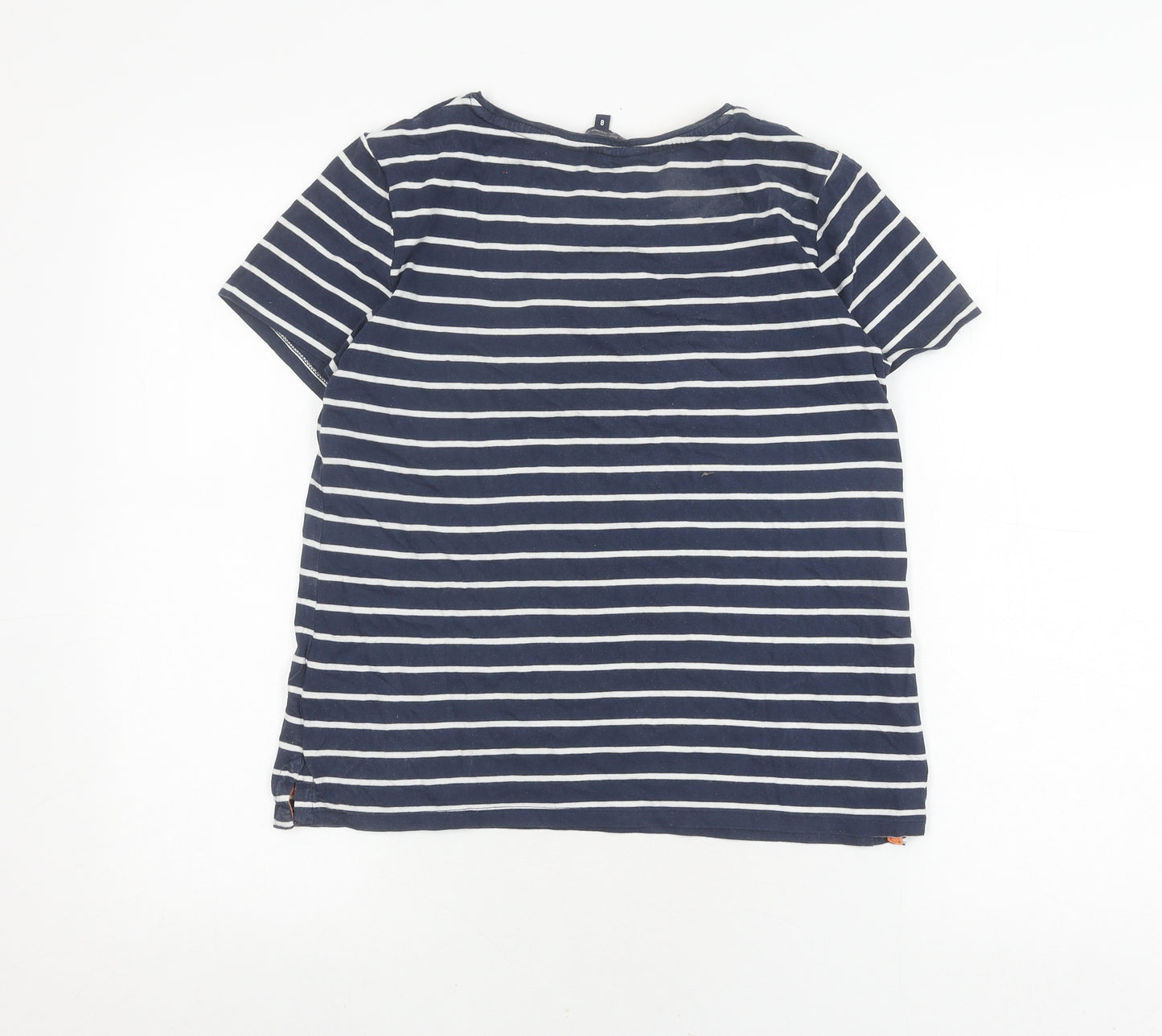 Crew Clothing Womens Blue Striped T-Shirt Size 8