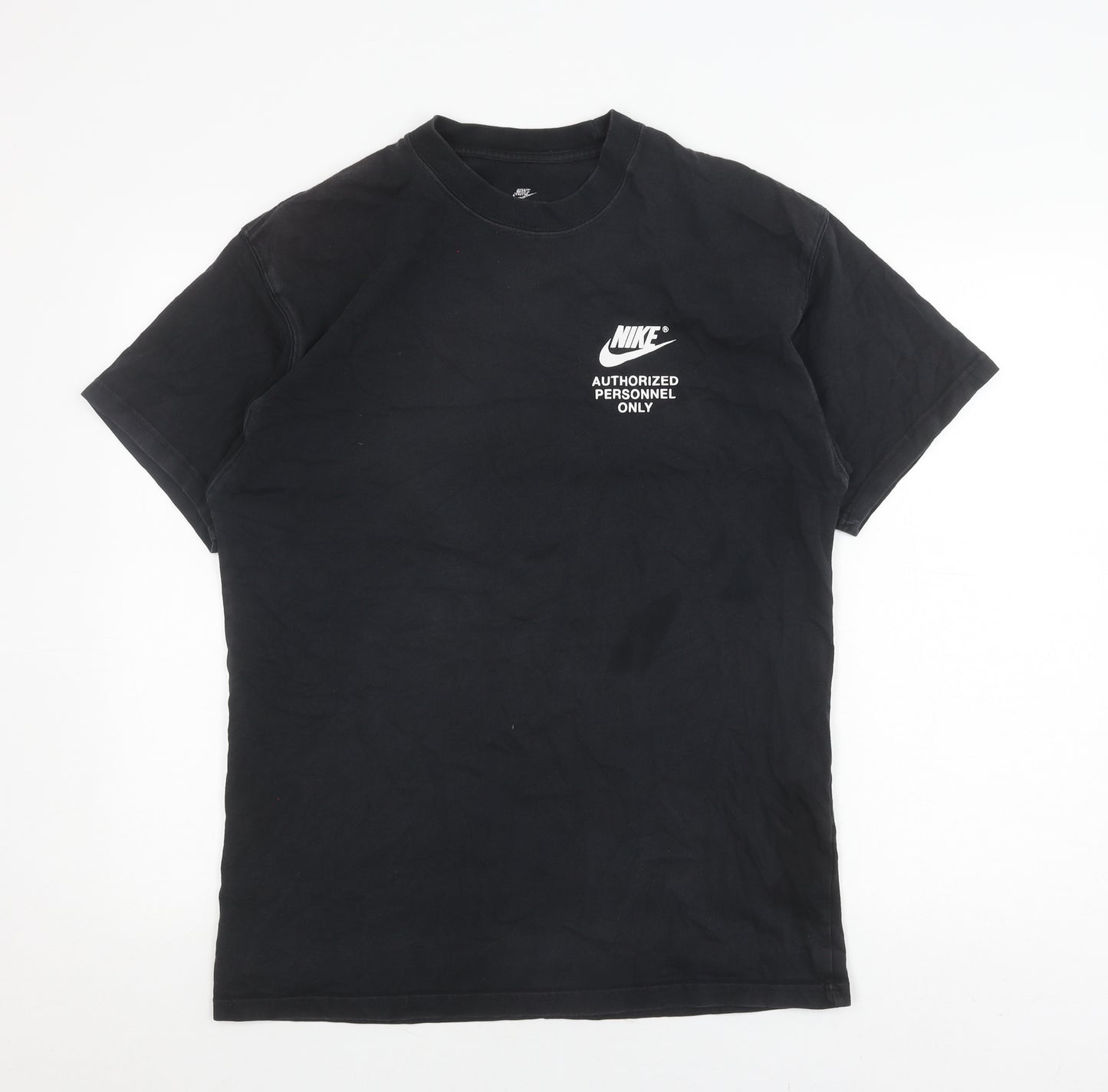 Nike Men's Black Cotton Logo T-Shirt M Casual