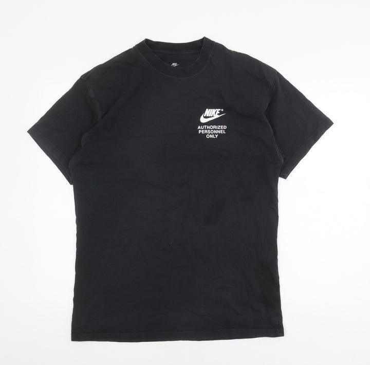 Nike Men's Black Cotton Logo T-Shirt M Casual