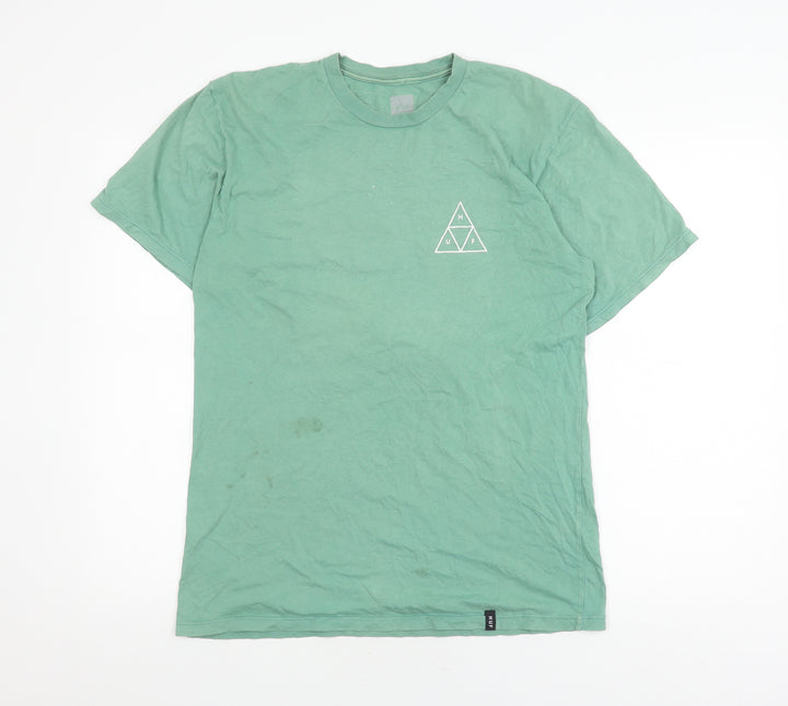 HUF Green Men's T-Shirt M, Graphic Print, Short Sleeve