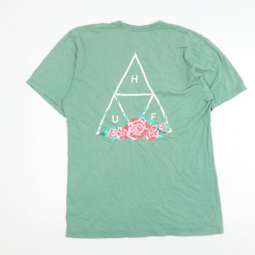 HUF Green Men's T-Shirt M, Graphic Print, Short Sleeve