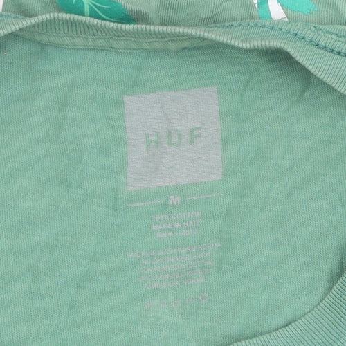 HUF Green Men's T-Shirt M, Graphic Print, Short Sleeve
