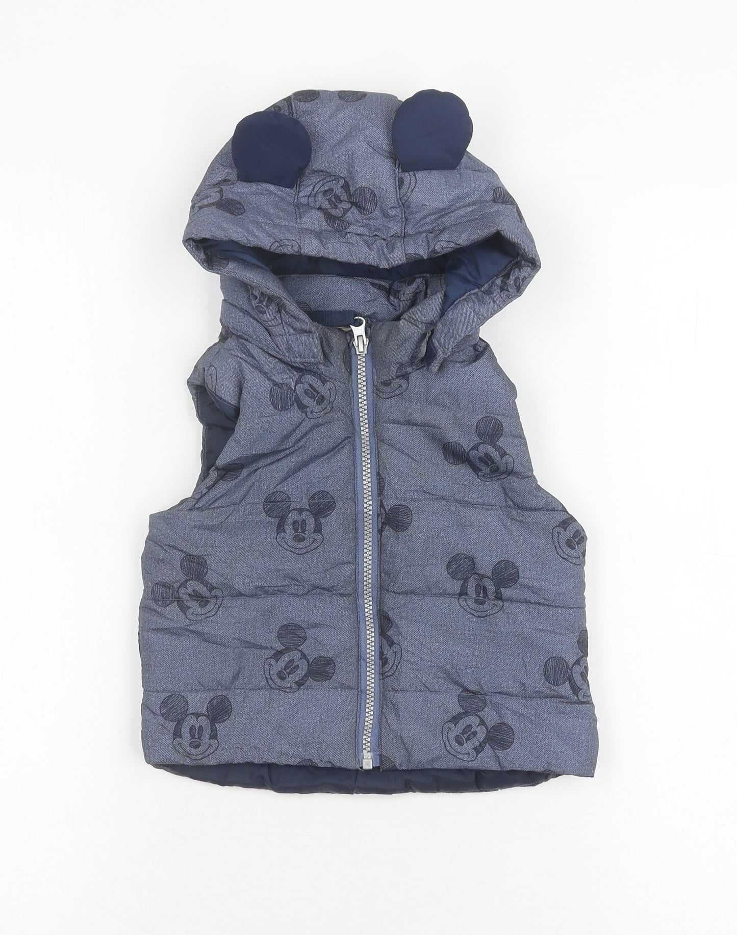 H&M Boys Blue Mickey Mouse Puffer Jacket 18 Months