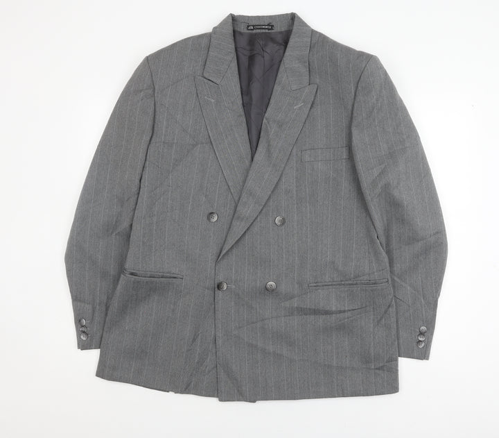 Chatsworth Men's Grey Double-Breasted Blazer, Size 44