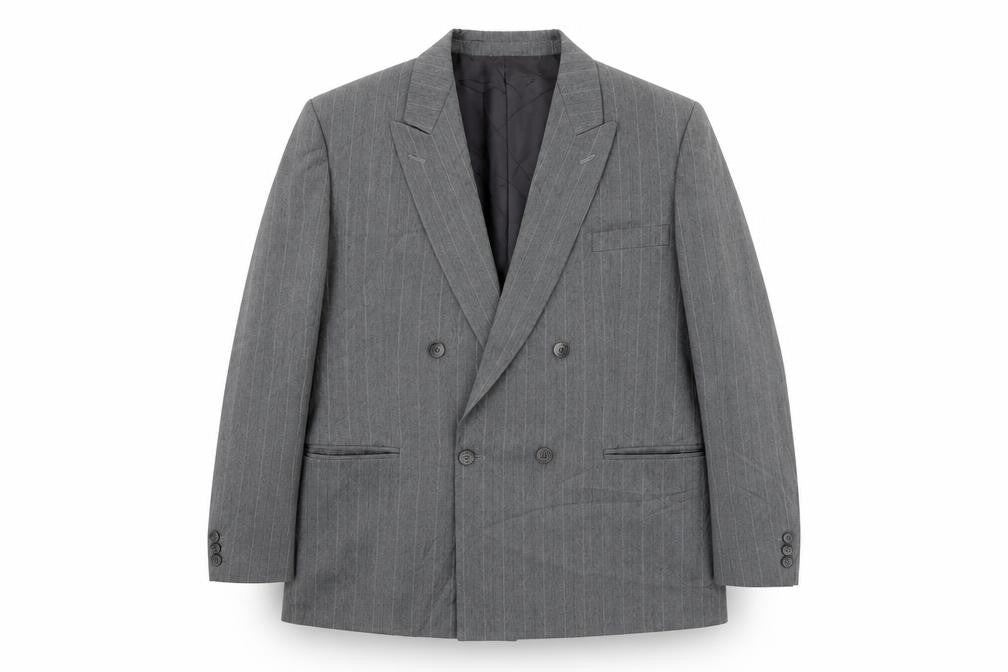 Front view of Chatsworth Men's Grey Double-Breasted Blazer, size 44