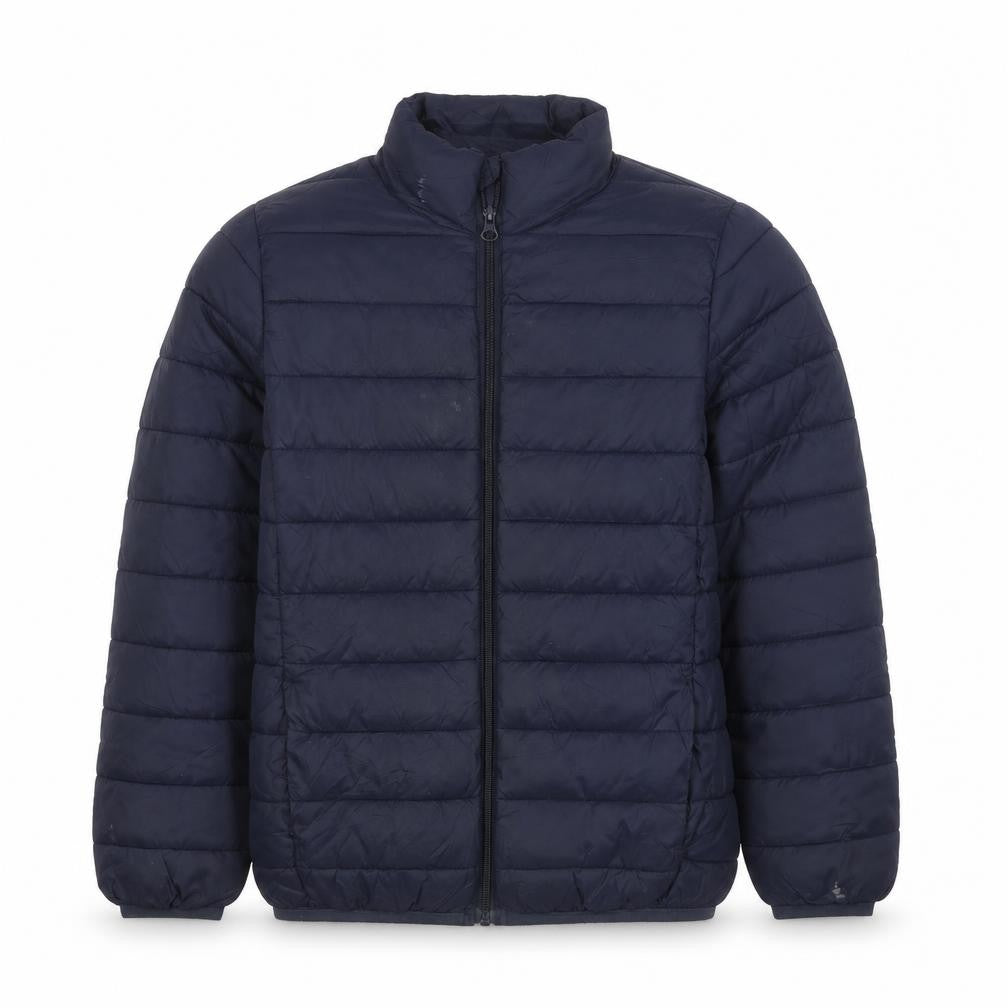 Front view of Dunnes boys’ blue puffer jacket 10-11 years thermal