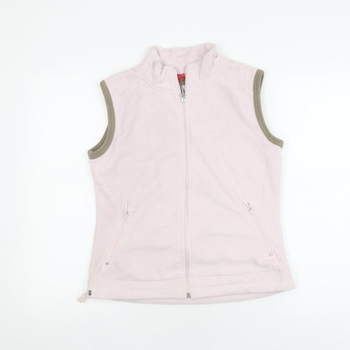 ELLE Women's Pink Waistcoat, M, Sleeveless, Full Zip