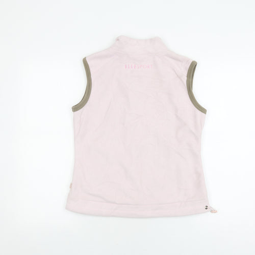 ELLE Women's Pink Waistcoat, M, Sleeveless, Full Zip