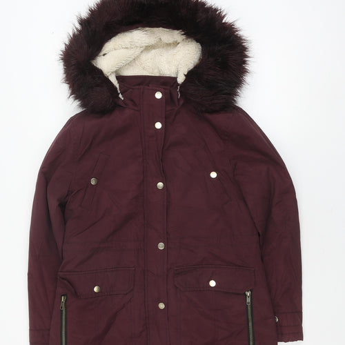 Candy Couture Girls Red Hooded Parka Coat - 13 Years