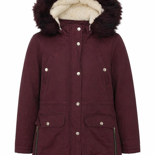 Candy Couture Girls Red Hooded Parka Coat - 13 Years