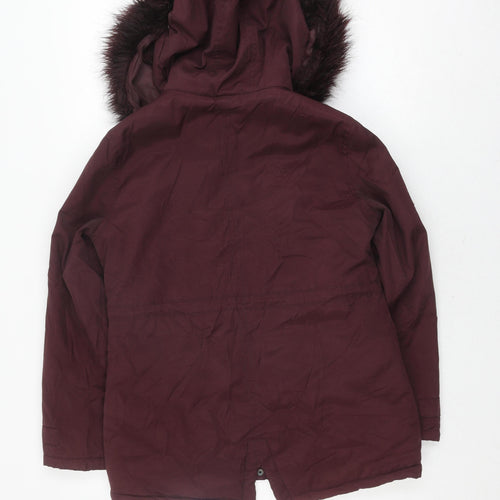 Candy Couture Girls Red Hooded Parka Coat - 13 Years