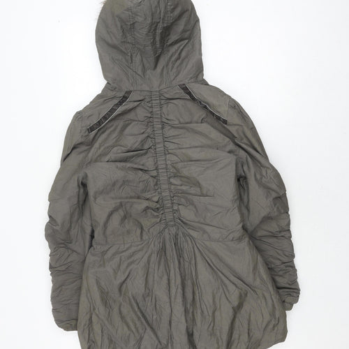 Next Girls Grey Faux Fur Hooded Parka Coat 11-12 Years