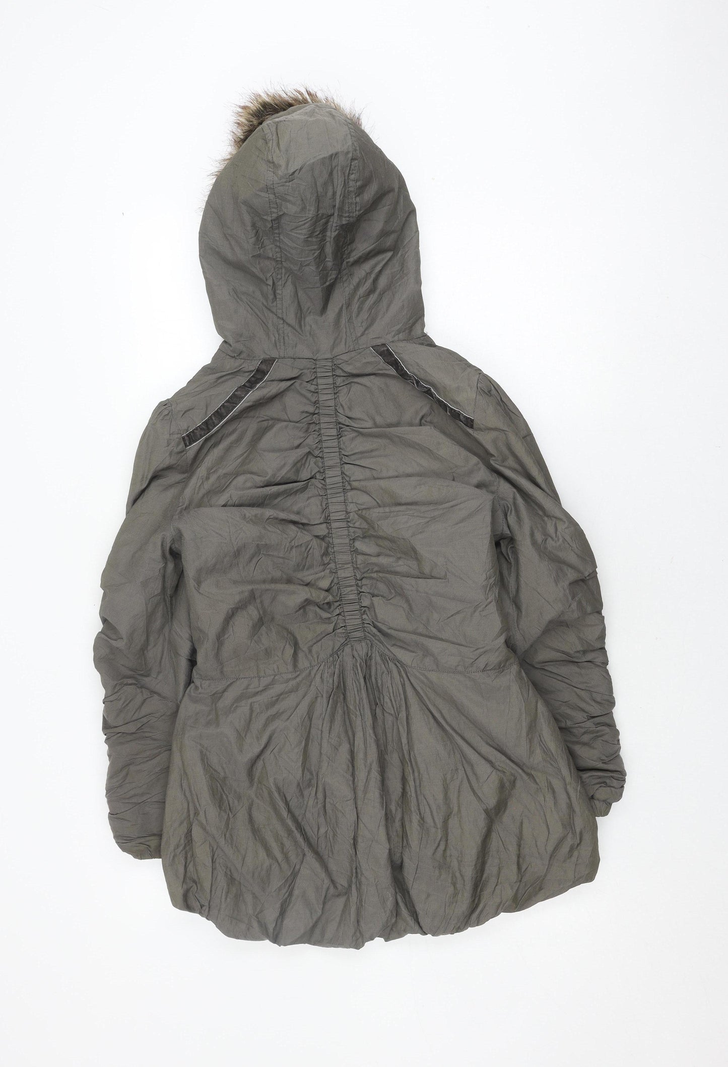 Next Girls Grey Faux Fur Hooded Parka Coat 11-12 Years