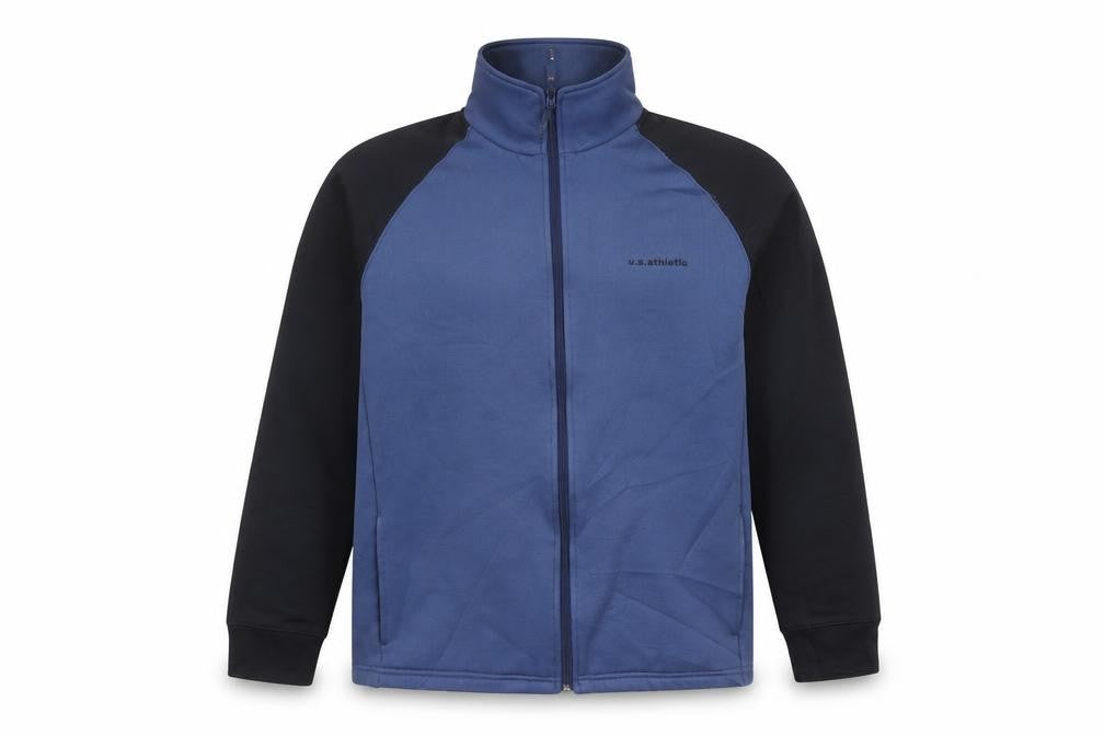 Front view of U.S. Athletic Men's Blue Full Zip Sports Jacket M