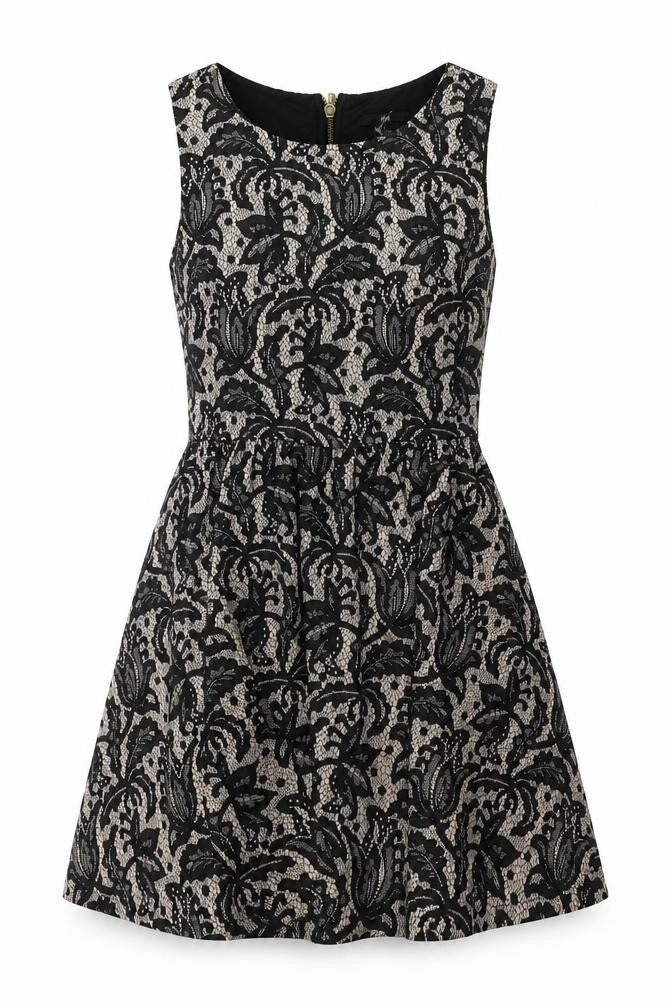 H&M Women's Black Floral Lace A-Line Dress Size 8