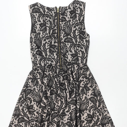 H&M Women's Black Floral Lace A-Line Dress Size 8