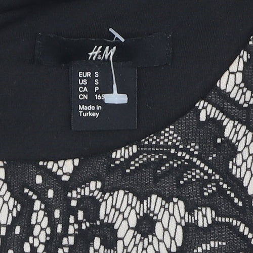 H&M Women's Black Floral Lace A-Line Dress Size 8