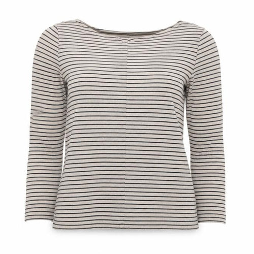 The White Company Women's Grey Striped T-Shirt, Size 6