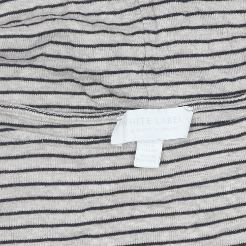 The White Company Women's Grey Striped T-Shirt, Size 6