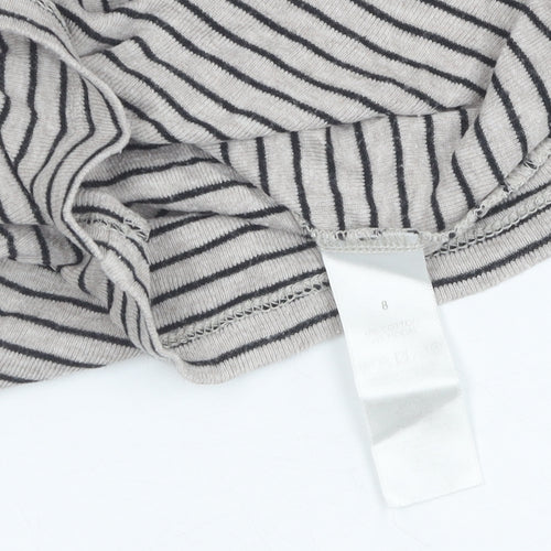 The White Company Women's Grey Striped T-Shirt, Size 6