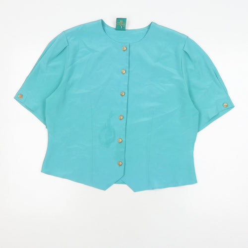 Canda Women's Blue Short Sleeve Blouse, Size 16