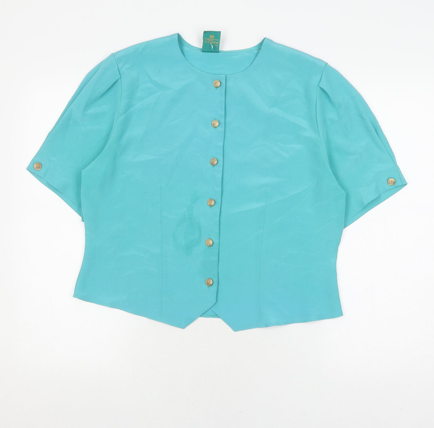 Canda Women's Blue Short Sleeve Blouse, Size 16