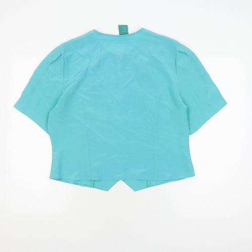 Canda Women's Blue Short Sleeve Blouse, Size 16