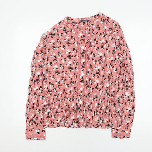 Marks and Spencer Women's Pink Floral Blouse Size 12