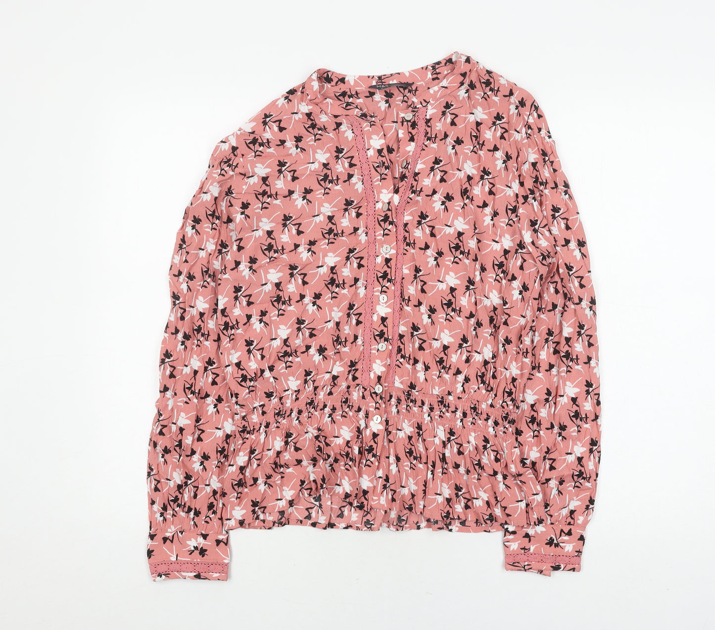Marks and Spencer Women's Pink Floral Blouse Size 12