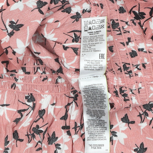 Marks and Spencer Women's Pink Floral Blouse Size 12