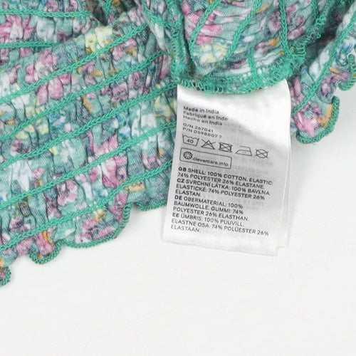 H&M Women's Multicoloured Floral Cropped Blouse Size L