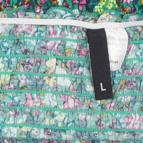 H&M Women's Multicoloured Floral Cropped Blouse Size L