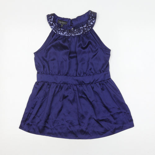 Topshop Women’s Blue Sequin Halter Camisole, Size 8