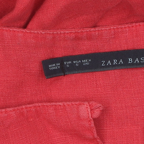 Zara Basic Women's Red Shift Dress Size 8 Short Sleeve