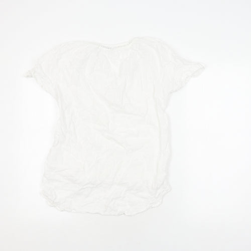 Lungo Arno Women's White Linen Blouse - Scoop Neck