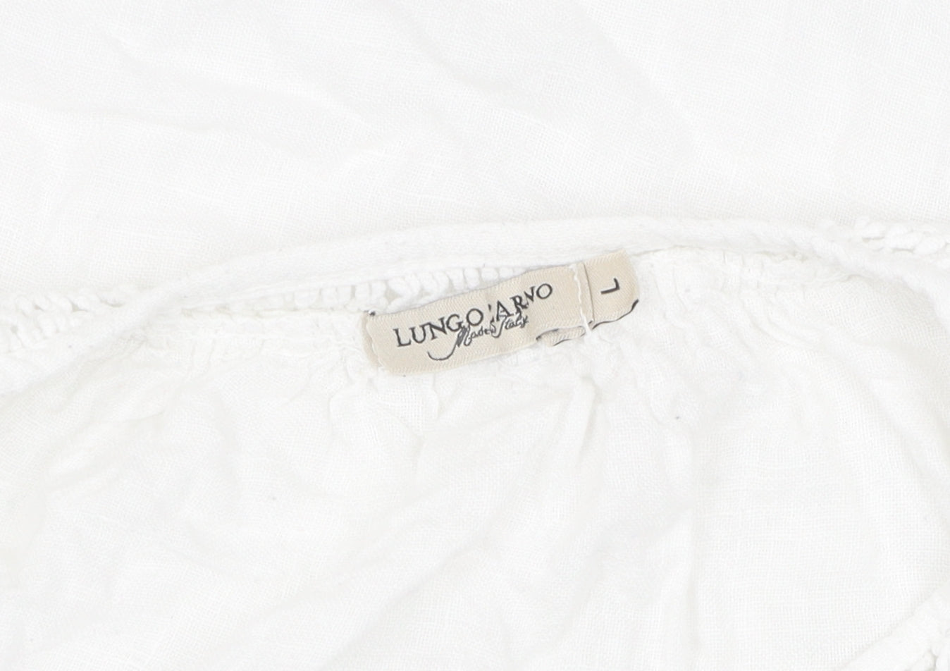 Lungo Arno Women's White Linen Blouse - Scoop Neck