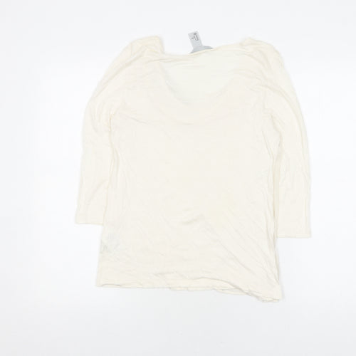 H&M Women White Blouse S Beaded 3/4 Sleeve Casual