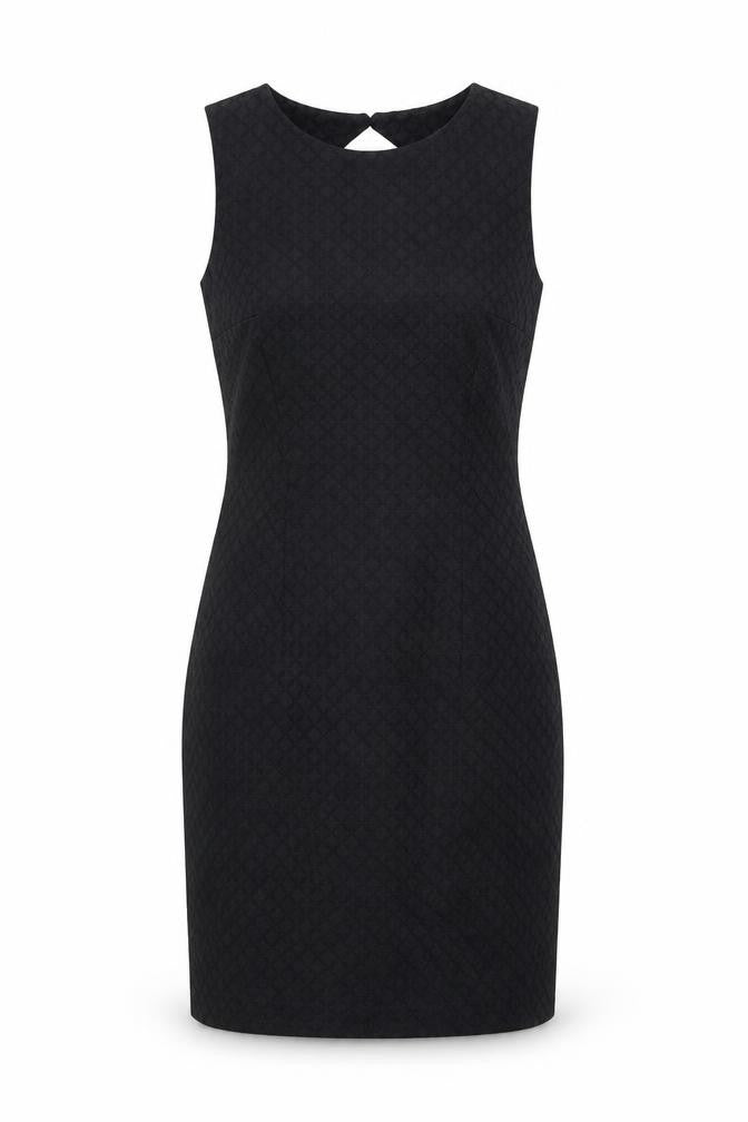 Front view of H&M Women's Black Sleeveless Sheath Dress