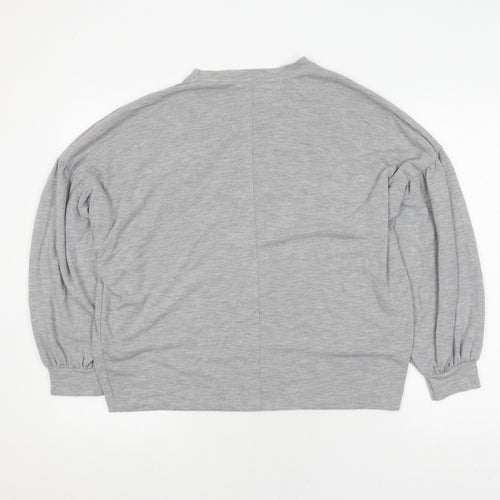 Stradivarius Women's Grey Beaded Crew Neck Pullover - Size 10