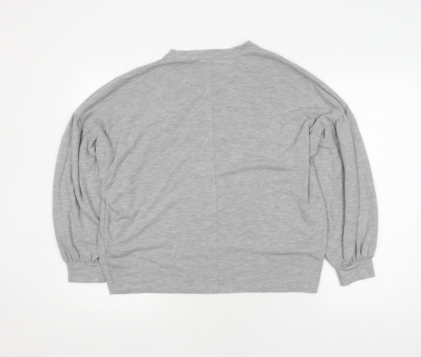 Stradivarius Women's Grey Beaded Crew Neck Pullover - Size 10